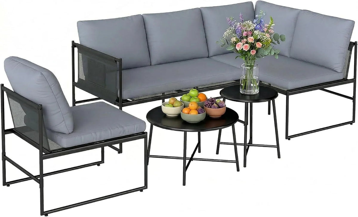 Outsunny Sofa ogrodowa i sofa wypoczynkowa na taras — z poduszkami, 2-osobowa