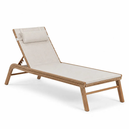 Leżak ogrodowy aluminium i rattan PE beżowy 195 cm