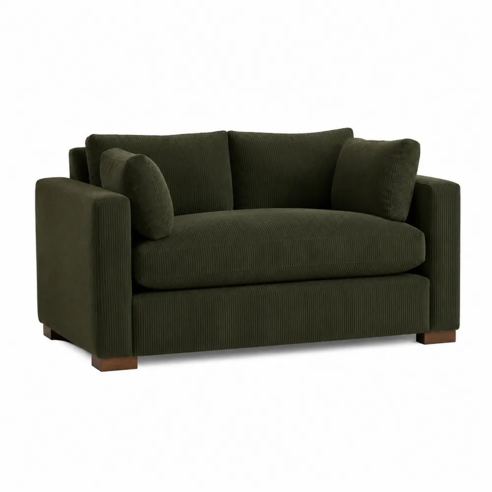 Sofa dwuosobowa sztruksowa ciemnozielona, 150 cm