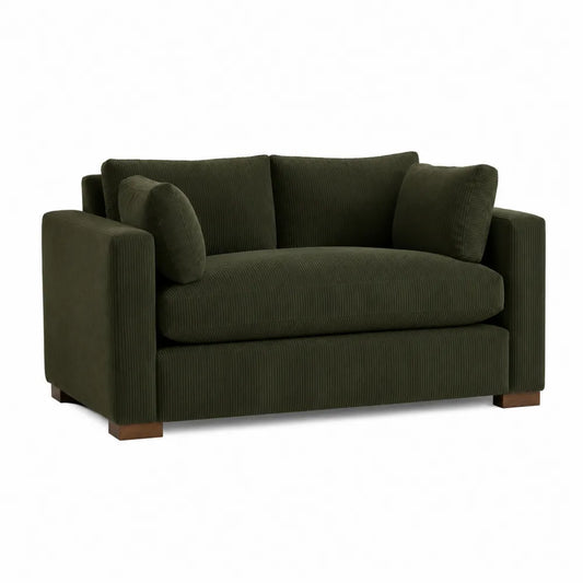 Sofa dwuosobowa sztruksowa ciemnozielona, 150 cm