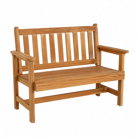 Ławka ogrodowa drewniana teak 120cm brązowa