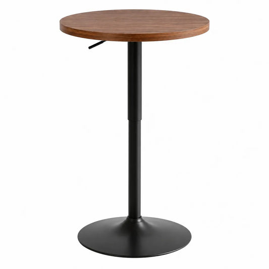 Stół barowy okrągły regulowany 60 cm drewno stal czarny