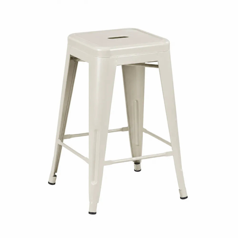 Stołek barowy metalowy kremowy 76 cm