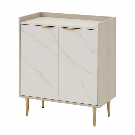 Szafka z MDF z imitacją marmuru, biały, 85x80x35 cm