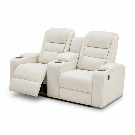 Dwuosobowa sofa z tkaniny bouclé, kremowa